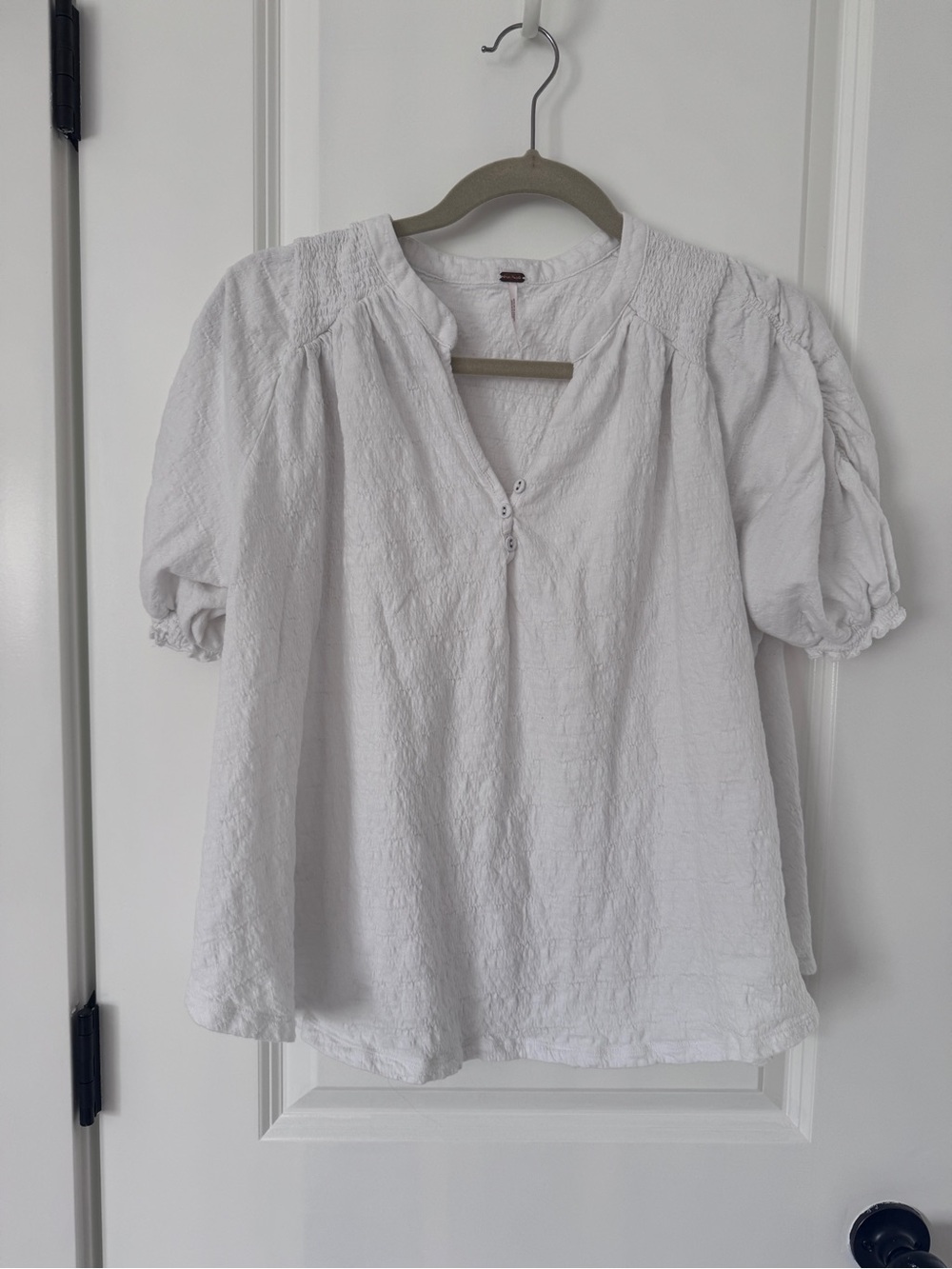 Free People White Shirt Top Sz M